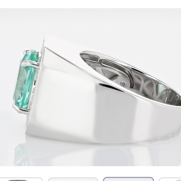 925 Green Spinel Men’s Ring - Picture 9 of 12